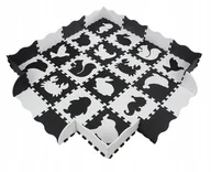 Maty edukacyjne - Mata puzzlowa 150x150cm  czarno-biała zwierzątka - miniaturka - grafika 1