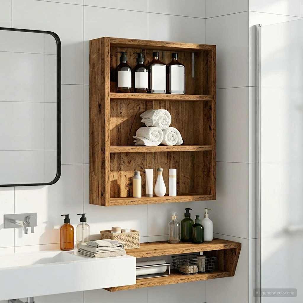vidaXL vidaXL Szafka ścienna łazienkowa z półką Stare drewno 40 x 10 x 50 cm