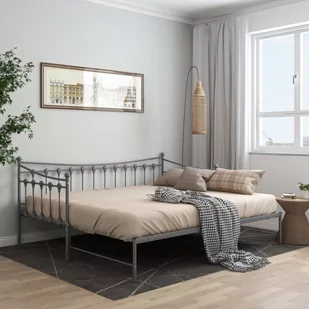 vidaXL Lumarko Sofa z wysuwaną ramą łóżka, szara, metalowa, 90x200 cm 324760 - Łóżka - miniaturka - grafika 1