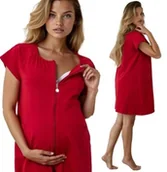 Piżamy ciążowe - Formommy Koszula Nocna Ciążowa Do Karmienia Na Zamek Bordowa XL - miniaturka - grafika 1