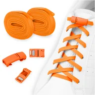 Akcesoria obuwnicze - Elastyczne sznurówki bez wiązania z zapinkami na magnes pomarańczowe 100 cm - miniaturka - grafika 1