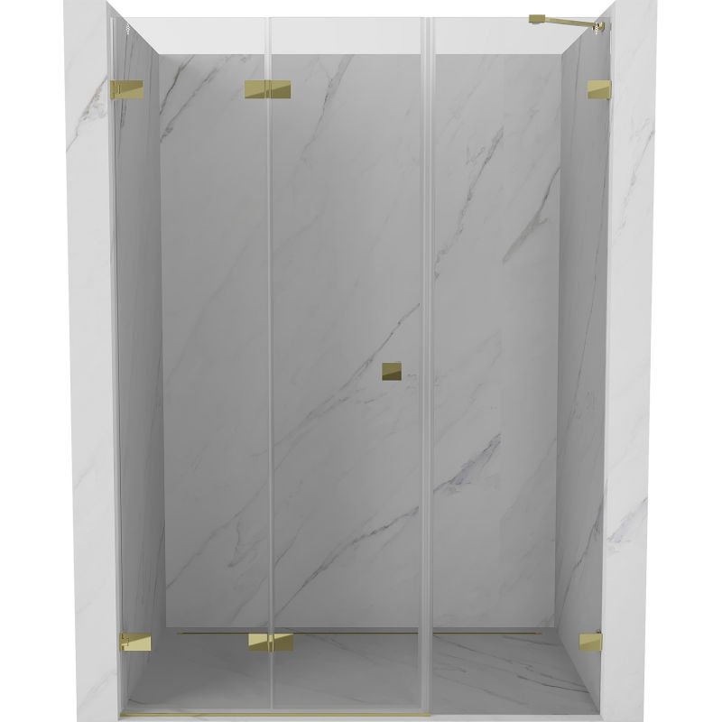 Mexen Lunar-F drzwi prysznicowe składane lewe 130 cm, transparent, złote - 836S-130-050-50-00-L
