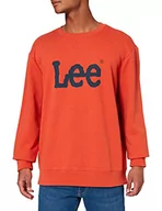 Bluzy męskie - Lee Męska bluza Basic Crew Logo, Burnt Ochre, XXL - miniaturka - grafika 1