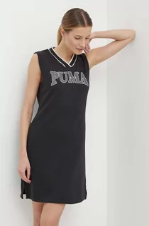 Sukienki - Puma sukienka SQUAD kolor czarny mini prosta 679671 - grafika 1