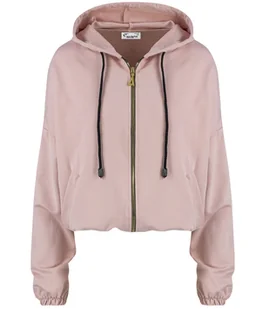 Cienka krótka bluza damska jednokolorowy basic z kapturem JULIA - Bluzy damskie - miniaturka - grafika 1