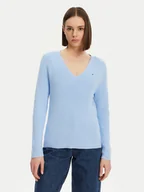 Swetry damskie - Tommy Hilfiger Sweter WW0WW44452 Niebieski Regular Fit - miniaturka - grafika 1