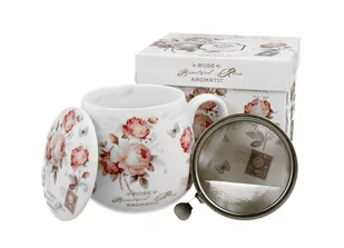 Kubek z zaparzaczem i pokrywką porcelanowy, baryłka DUO SECESJA 430 ml - Kubki - miniaturka - grafika 1
