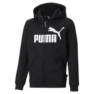 Odzież sportowa dziecięca - Młodzieżowa bluza z kapturem z dużym logo Essentials PUMA Black - miniaturka - grafika 1