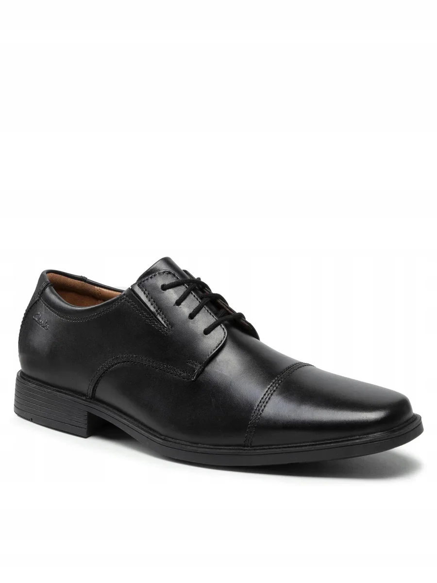 CLARKS CZARNE ELEGANCKIE PÓŁBUTY MĘSKIE Z SKÓRY EKO 41,5 26LA