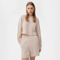 Bluzy sportowe damskie - Damska bluza dresowa nierozpinana z kapturem 4FSS23TSWSF362 - beżowa - miniaturka - grafika 1