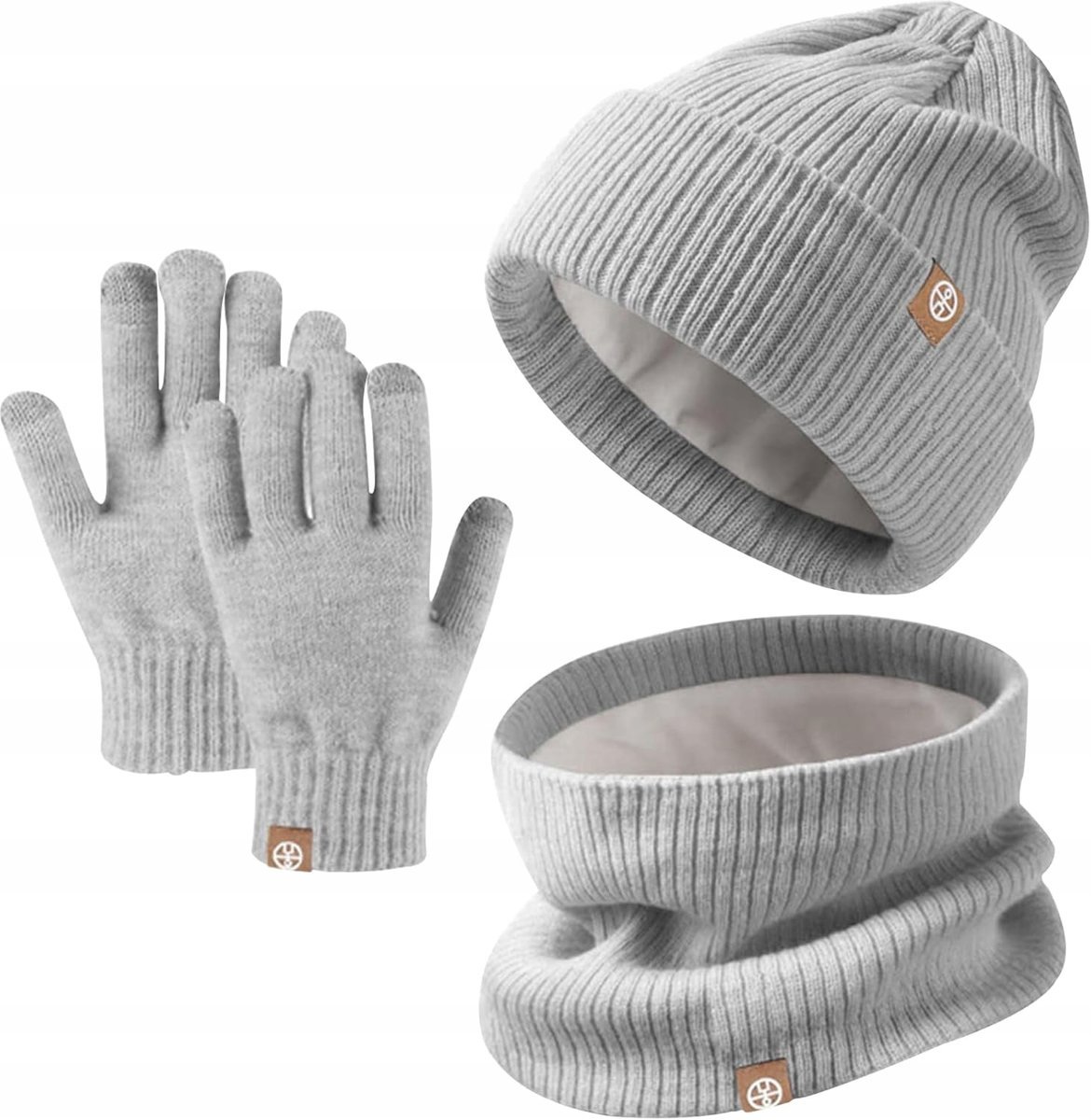 ZESTAW ZIMOWY 3 w 1 CZAPKA KOMIN RĘKAWICZKI DLA DZIECI 5 - 12 SZARY