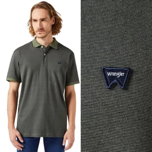 Wrangler POLO SHIRT Dusty Olive ZIELONA BAWEŁNIANA POLÓWKA MAŁE LOGO 4XL - Koszulki męskie - miniaturka - grafika 1