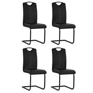 Krzesła - vidaXL Krzesła do jadalni, 4 szt, sztuczna skóra, 43x55x100 cm, czarne - miniaturka - grafika 1