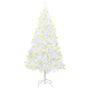 vidaXL vidaXL Sztuczna choinka z lampkami LED, grube gałązki, biała, 150 cm - Choinki - miniaturka - grafika 1