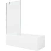 Wanny - Mexen Cubik wanna prostokątna 150 x 70 cm z obudową i parawanem 1-skrzydłowym 90 cm, transparent, chrom - miniaturka - grafika 1