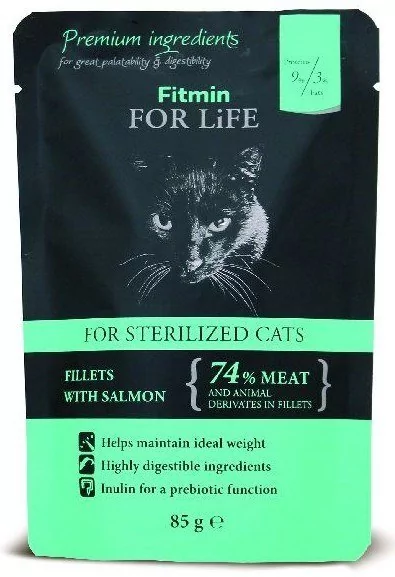 Fitmin For Life cat pouch adult sterilized salmon 85g