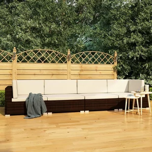 vidaXL 4-częściowa sofa do ogrodu, z poduszkami, polirattan, brązowa - Sofy ogrodowe - miniaturka - grafika 1