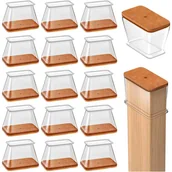 Zawiasy, okucia i inne akcesoria - 16 prostokątnych ochraniaczy na nogi krzeseł, redukujących hałas i zapobiegających zarysowaniom. Rozmiar S: Długość: 28-38 mm, Szerokość: 19-25 mm - miniaturka - grafika 1