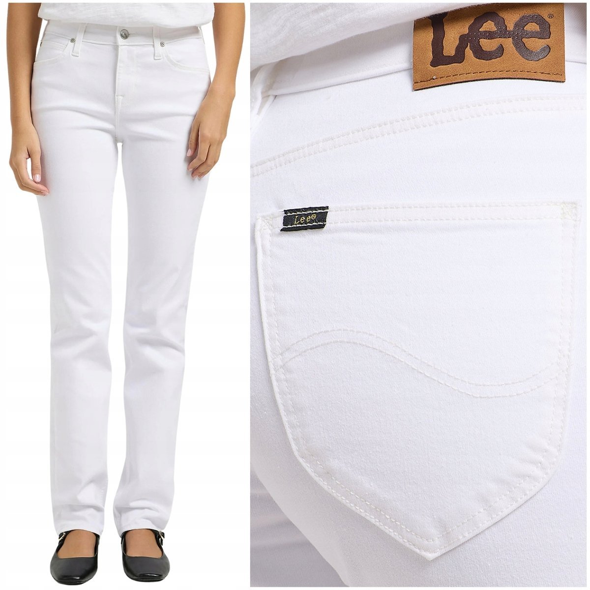 Lee MARION STRAIGHT Bright White proste damskie spodnie jeansowe W36 L33