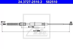 ATE LINKA HAMULCA 24.3727-2510.2 SKODA SUPERB 3.6 V6 4X4 08 - Linki hamulca postojowego - miniaturka - grafika 1