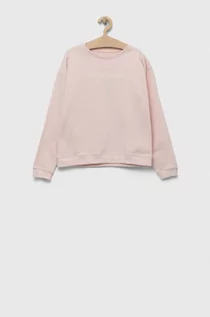 Bluzy dla dziewczynek - Pepe Jeans bluza bawełniana dziecięca Rose kolor różowy z nadrukiem - grafika 1
