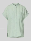 Bluzki damskie - Bluzka lniana o kroju relaxed fit z krótkim rękawem - miniaturka - grafika 1