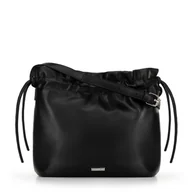 Torebki damskie - Damska torebka crossbody z dekoracyjnymi wiązaniami czarna - miniaturka - grafika 1