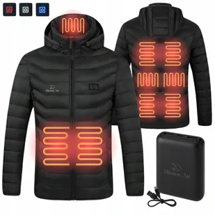 Kurtka Zimowa Z Kapturem Pikowana Ciepła Podgrzewana Powerbank Usb roz. M - Kurtki męskie - miniaturka - grafika 1