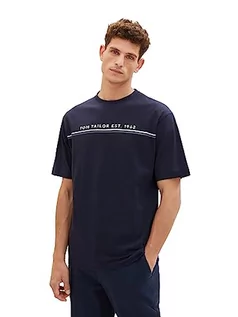 Koszulki męskie - TOM TAILOR Męski T-shirt z nadrukiem logo, 10668-sky Captain Blue, XXL - grafika 1