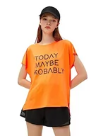 Koszulki i topy damskie - Koton Damska koszulka oversized Sport Slogan Printed, neonowy pomarańczowy (Ny3), XS - miniaturka - grafika 1