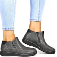 Botki damskie - DAMSKIE BOTKI ZA KOSTKĘ VINCEZA 87727 SZARE - miniaturka - grafika 1