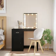 Toaletki - vidaXL Toaletka z lampkami LED, czarna, 90x42x132,5 cm - miniaturka - grafika 1