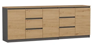 Duża komoda 200 cm dąb artisan + antracyt Z0-E42 - Komody - miniaturka - grafika 1