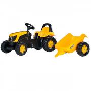 Jeździki dla dzieci - Rolly Toys Traktor na pedały Rolly Kid JCB z przyczepą żółty - miniaturka - grafika 1