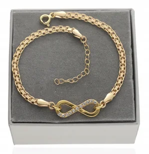 Złota szeroka bransoletka elegancka nieskończoność infinity srebro 925 - Bransoletki - miniaturka - grafika 1