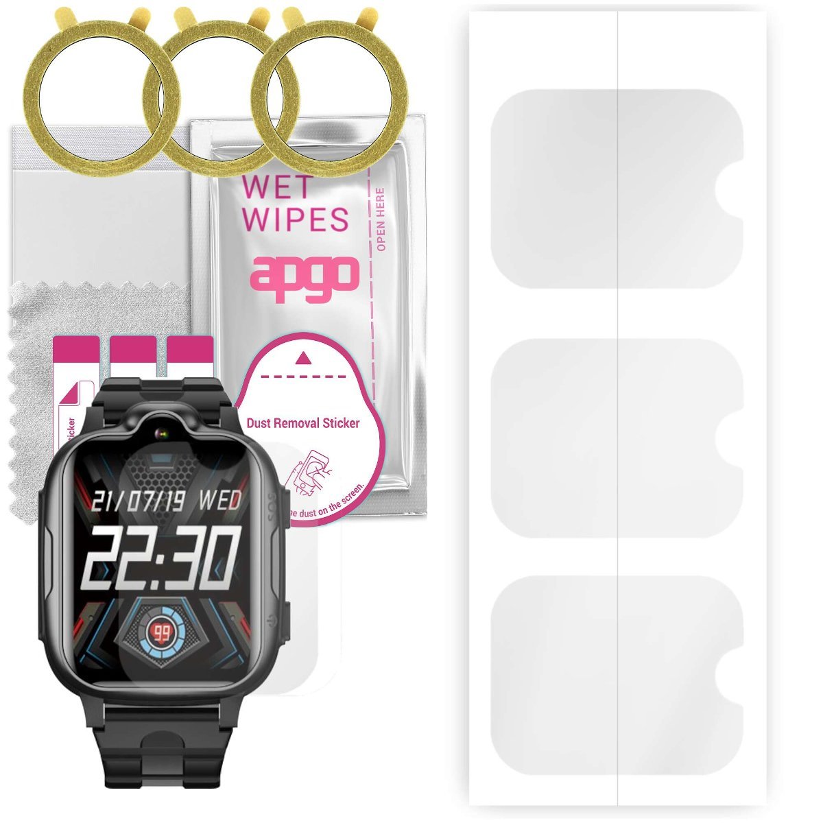 3x Folia hydrożelowa do Bemi Play 4G - apgo Smartwatch Hydrogel Protection Ochrona na ekran smartwatcha