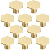 Zawiasy, okucia i inne akcesoria - 10 mosiężnych klamek do szafek kuchennych, sześciokątnych, 30 mm, odpowiednich do szafek kuchennych. - miniaturka - grafika 1