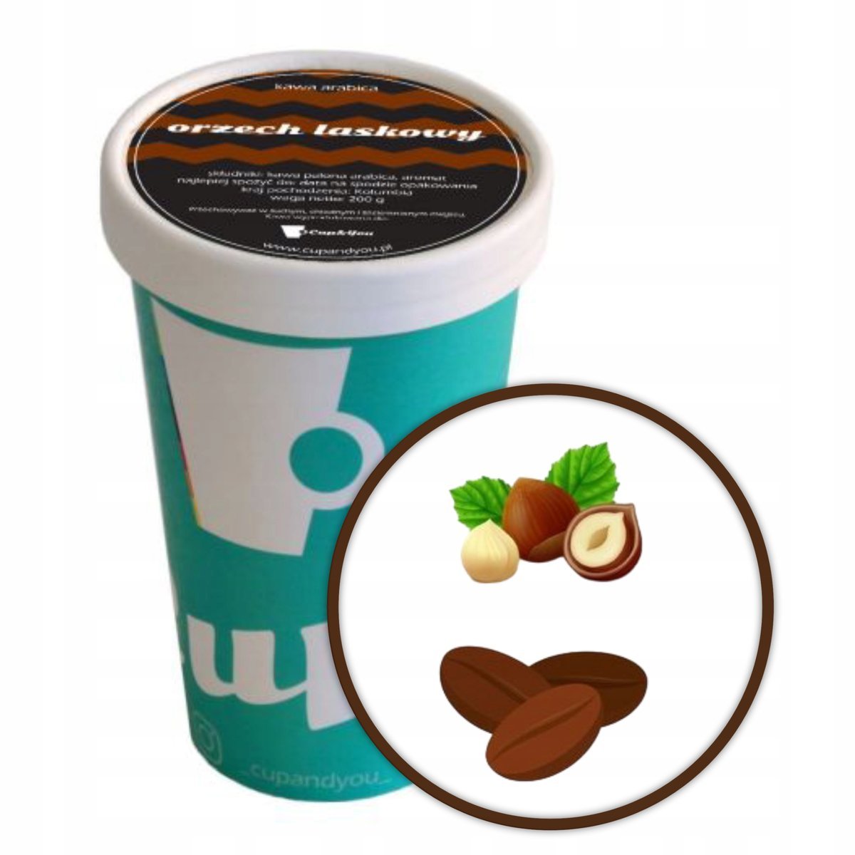 Kawa aromatyzowana smakowa ORZECH LASKOWY ziarnista ARABICA PREMIUM 200g - smakowa uczta dla podniebienia