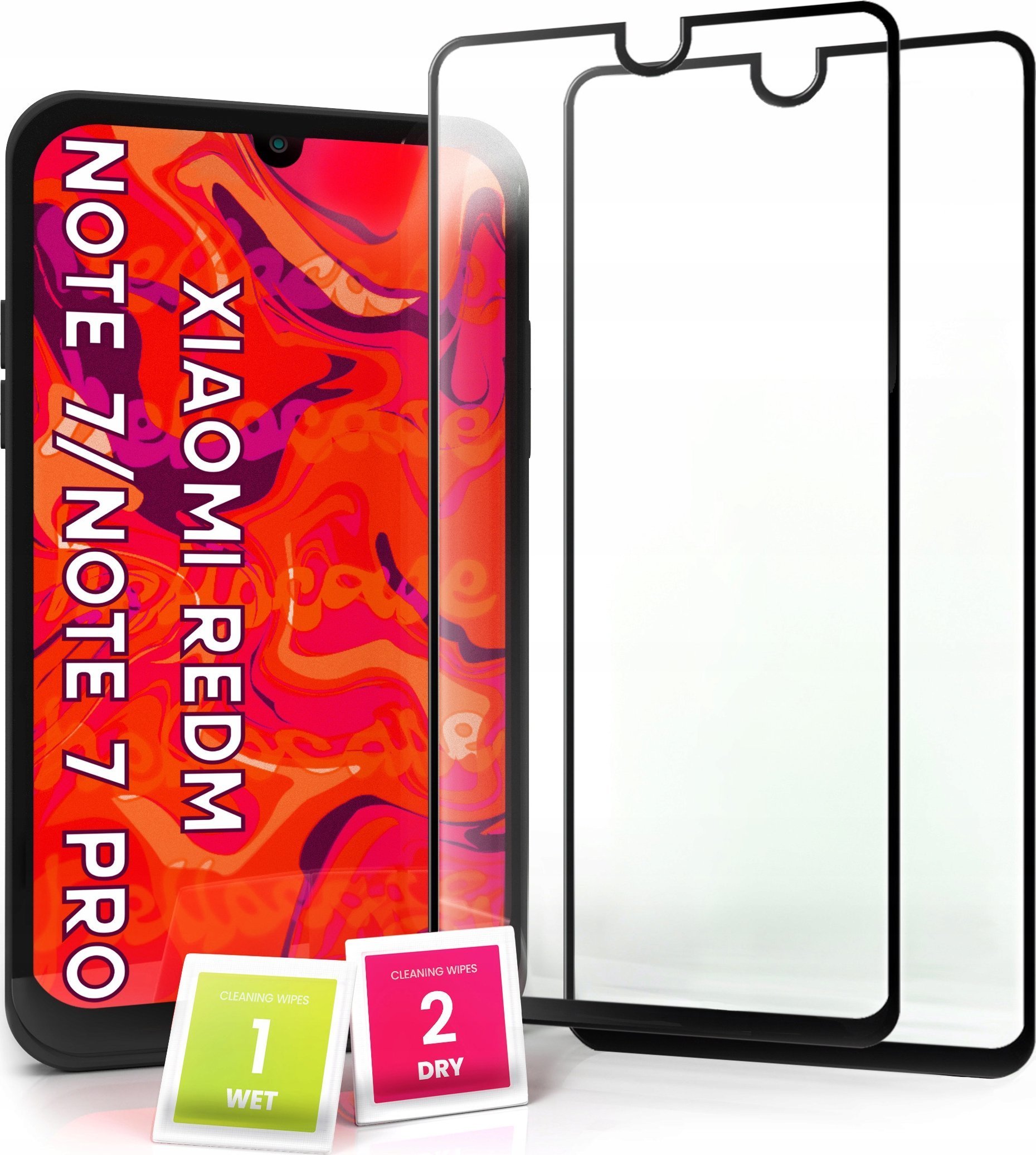Hello Case 2-pak Szkło Hartowane do Xiaomi Redmi Note 7 Ochronne Pełne Na cały ekran