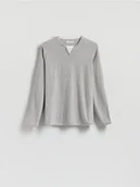Swetry męskie - Reserved - Longsleeve henley - szary - miniaturka - grafika 1
