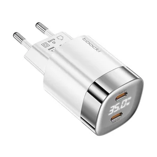 Ładowarka sieciowa Toocki 2x USB-C, GaN 35W (biała) - Ładowarki do telefonów Ładowarka sieciowa Toocki 2x USB-C, GaN 35W (biała) - Ładowarki do telefonów - miniaturka - grafika 1