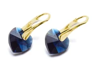 Kolczyki - Kolczyki pozłacane srebro 925 z kryształami Swarovski Serca 10mm Dark Indigo - miniaturka - grafika 1