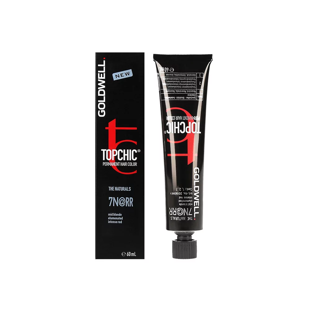 Goldwell Topchic, farba do włosów, 7N@RR Mid Blonde Elumenated Intense Red, 60 ml