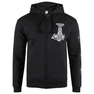 Bluzy męskie - bluza VIKING - OLD WARRIOR, rozpinana z kapturem, czarna-S - miniaturka - grafika 1