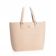 Torebki damskie - Betlewski Torebka MILEY z ekoskóry beżowa złote detale - miniaturka - grafika 1