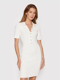 Sukienki - Guess Marciano Sukienka dzianinowa 1GGK1 35402Z Biały Slim Fit - grafika 1