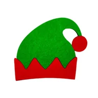 Dodatki do strojów karnawałowych - CZAPECZKA ELFA FILCOWA ZIELONO-CZERWONA 13x11cm - miniaturka - grafika 1