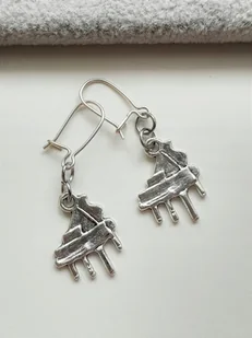 Krótkie Kolczyki Fortepian Pianino Srebro 925 - Kolczyki - miniaturka - grafika 1