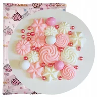 Dodatki do ciast w proszku - Posypka ozdoby na tort bezy perełki dekoracje urodzinowe białe różowe 65g - miniaturka - grafika 1