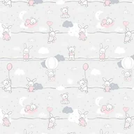 Pościel dla dzieci - Pościel 140x200 misie zajączki szara różowa Kids - miniaturka - grafika 1